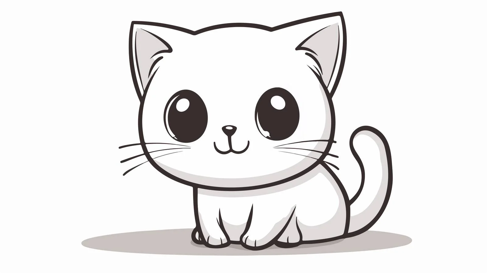 Cute Kawaii Cat Line Drawing Illustration — free download from Dotvec
