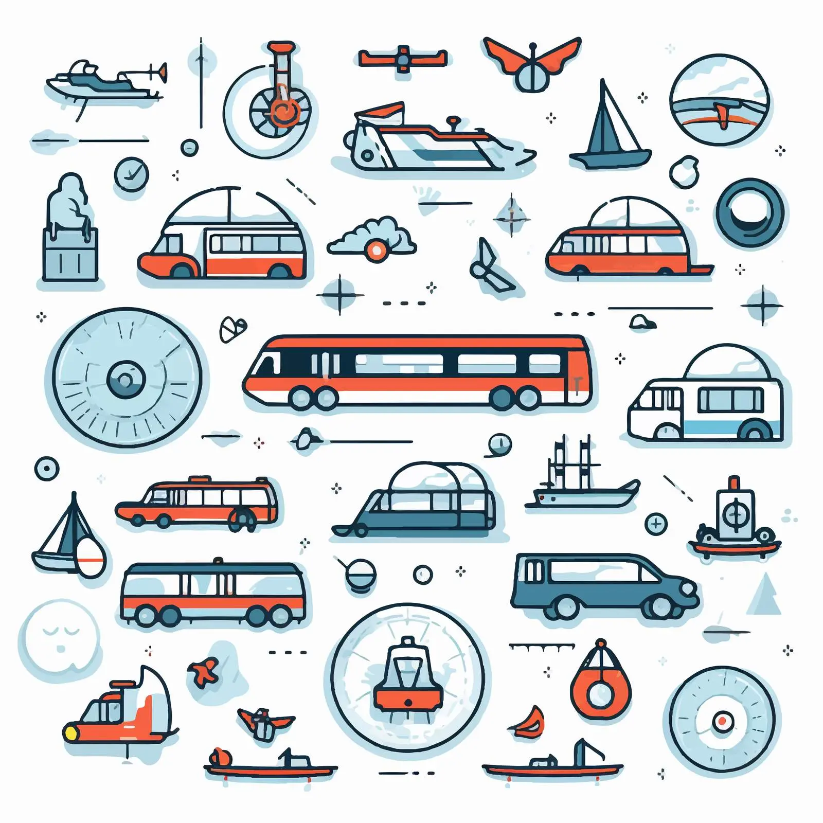 Line Art Transportation Icons Set — free download from Dotvec
