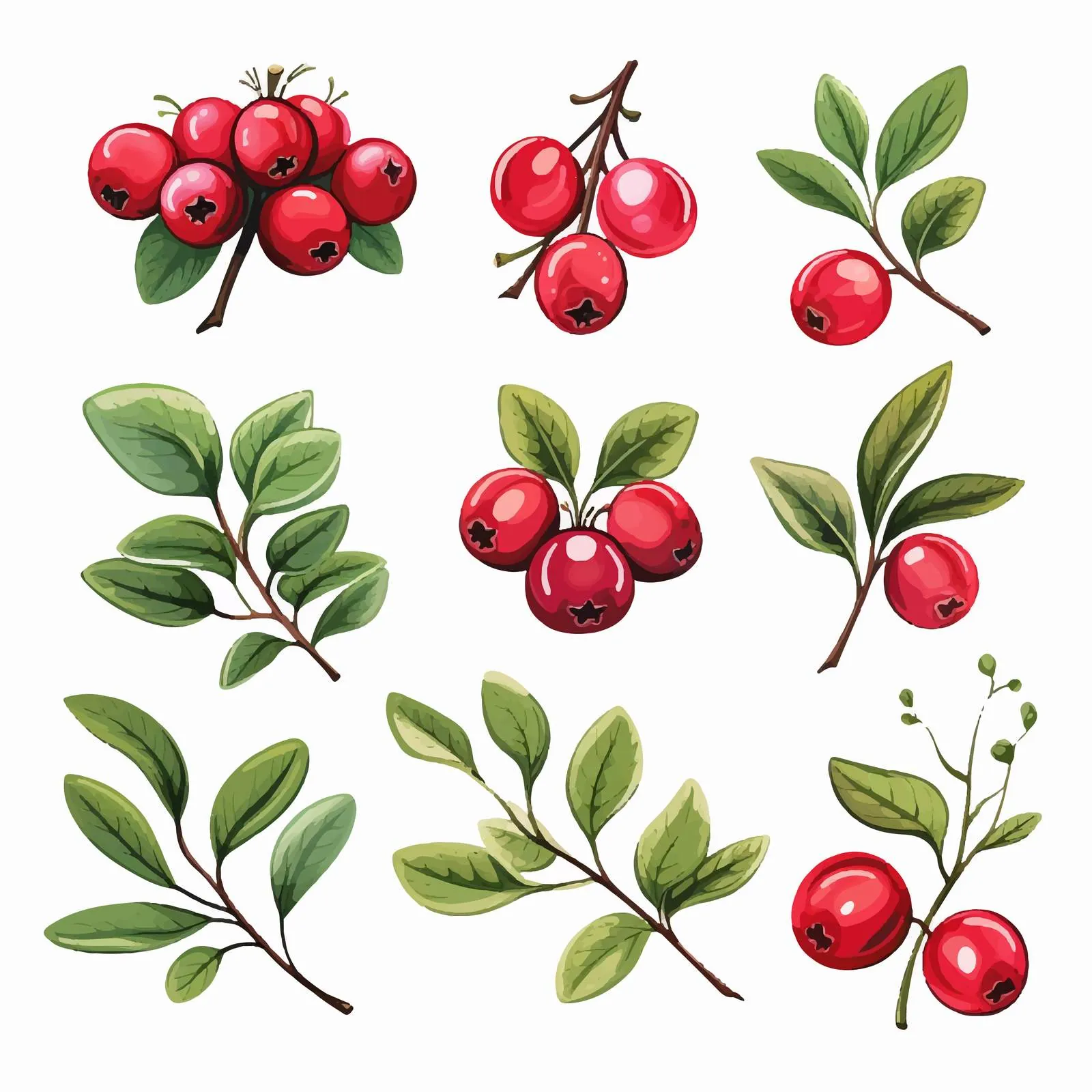 Detailed Hand-Drawn Lingonberry Branches and Berries — free download from Dotvec
