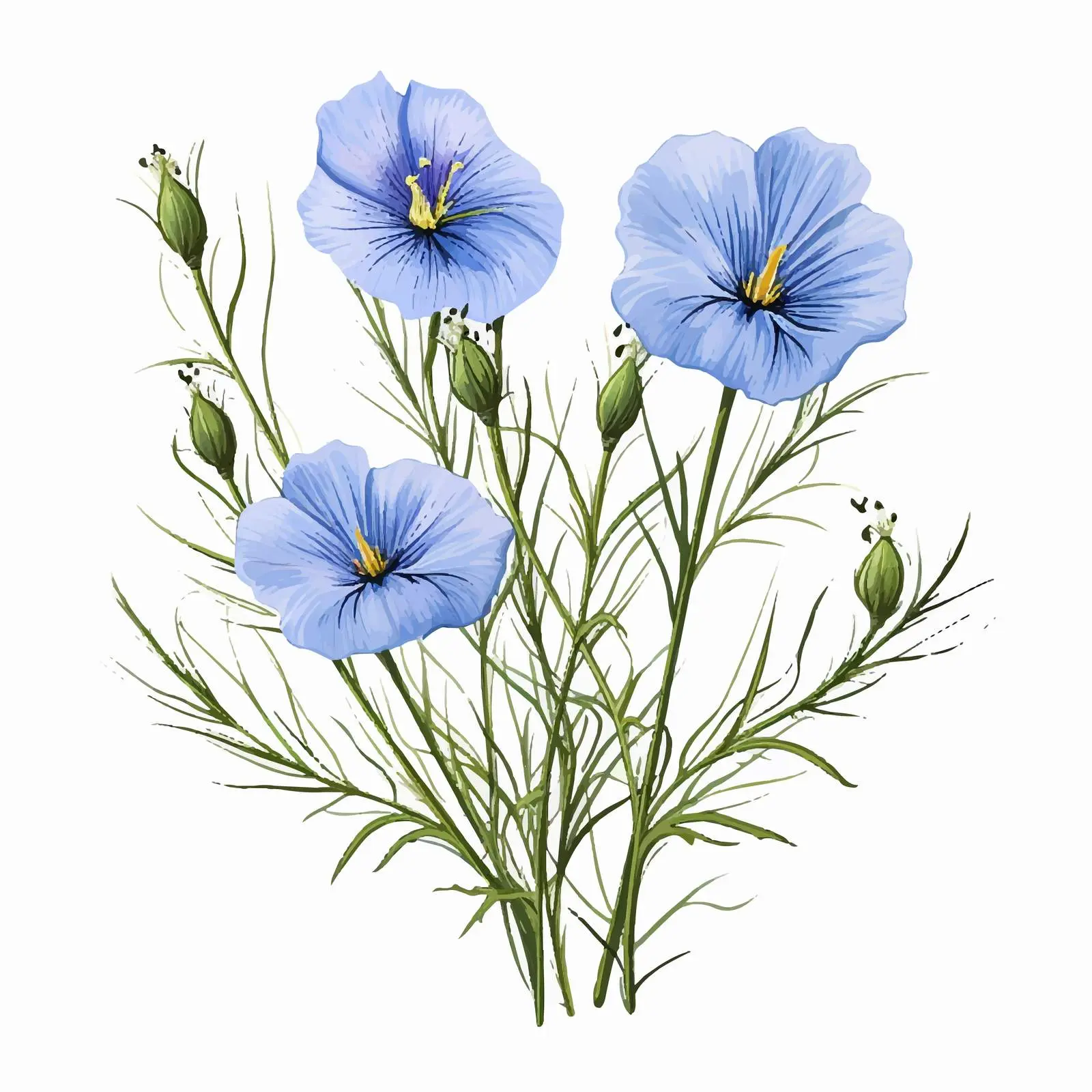 Blooming Wild Flax with Flaxseed Vectors — free download from Dotvec