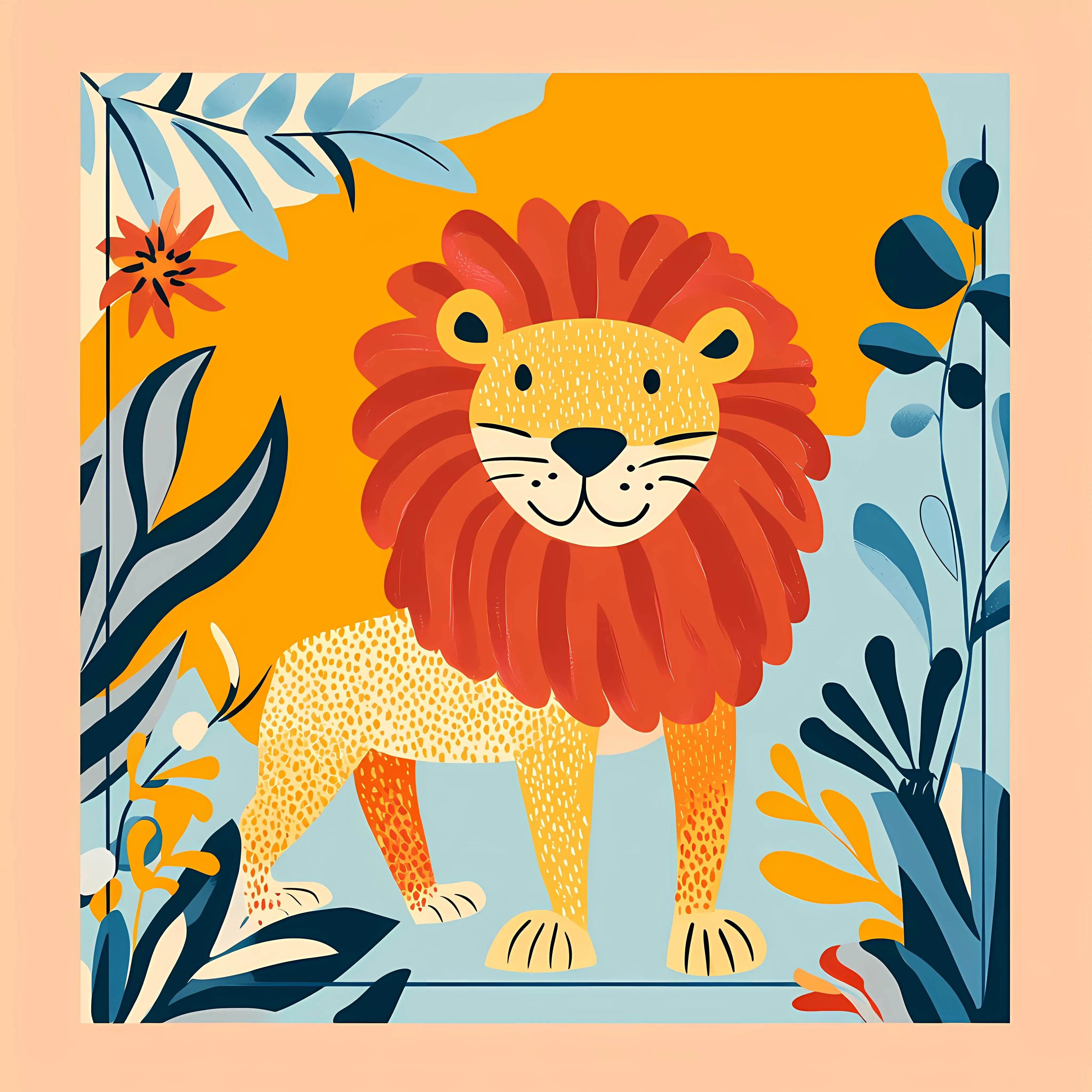 Flat Cartoon Lion Vector Illustration — free download from Dotvec