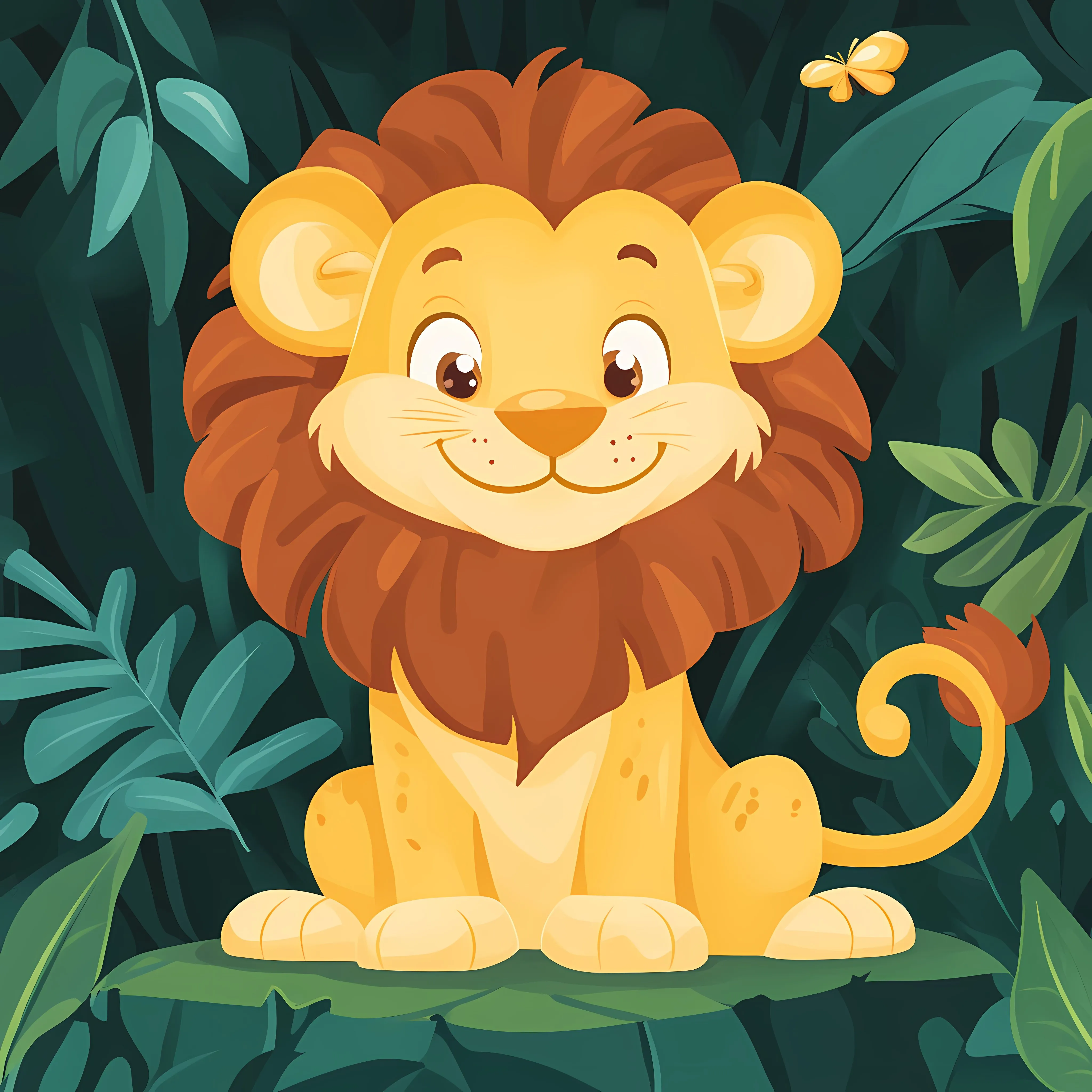 Flat Cartoon Lion Vector Illustration — free download from Dotvec