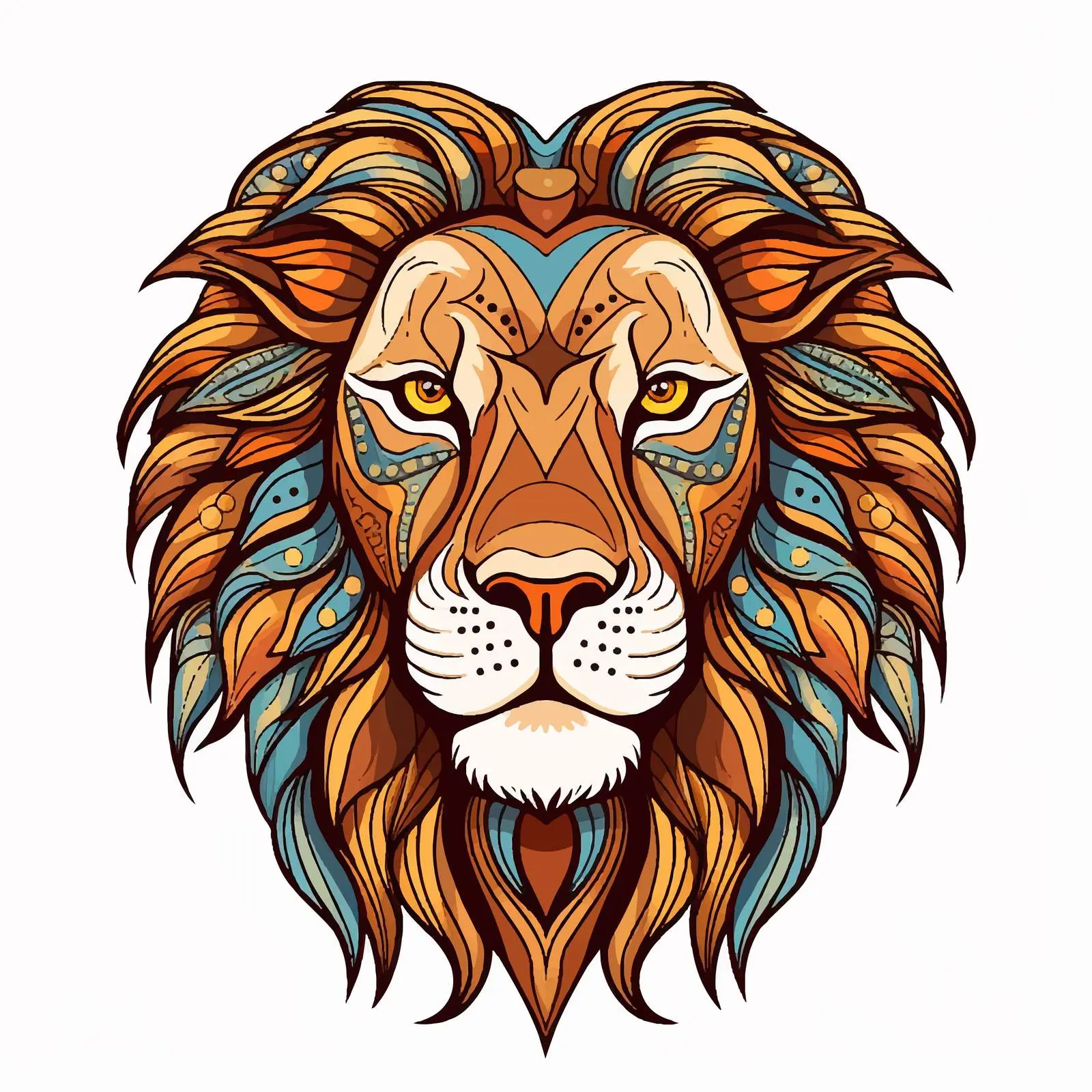 Lion Line Art Vector Illustration on White Background — free download from Dotvec