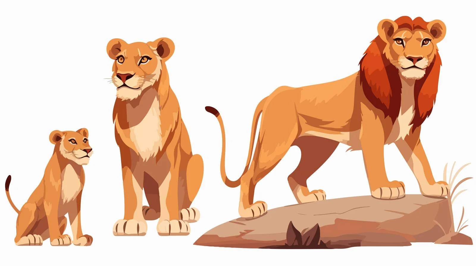 Lioness, Cubs Resting with Alert Lion — free download from Dotvec