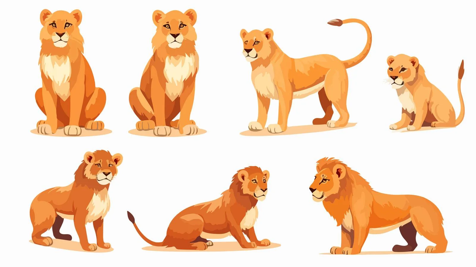 Lioness, Lion & Cub Resting, Standing — free download from Dotvec