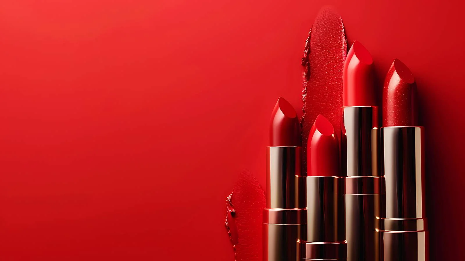 Vibrant Fashion Lipsticks on Red Background — free download from Dotvec
