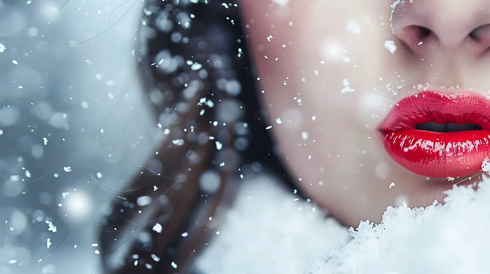 Vibrant Lipstick Stain on Snow Background — free download from Dotvec