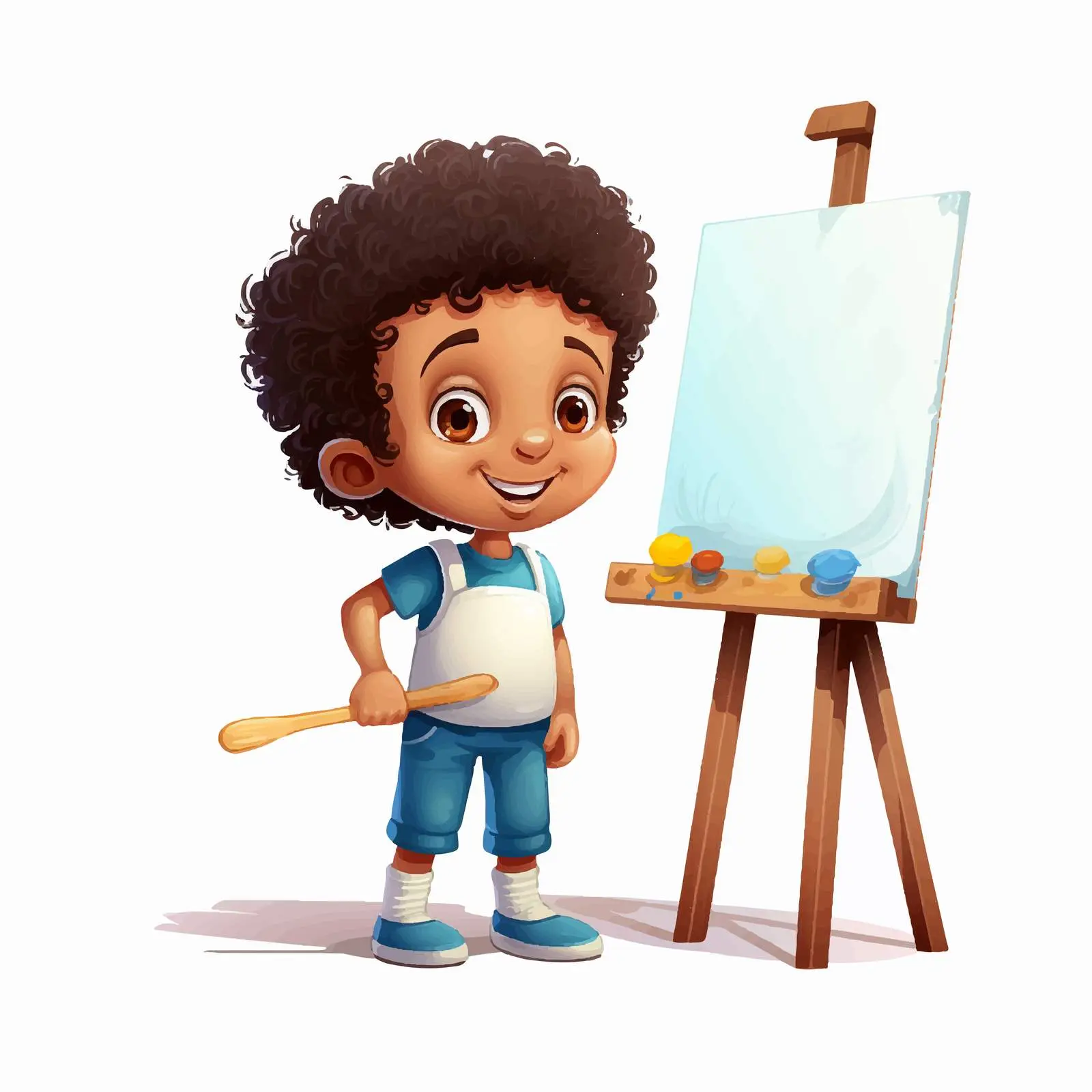 Cartoon Artist Character with Blank Canvas — free download from Dotvec