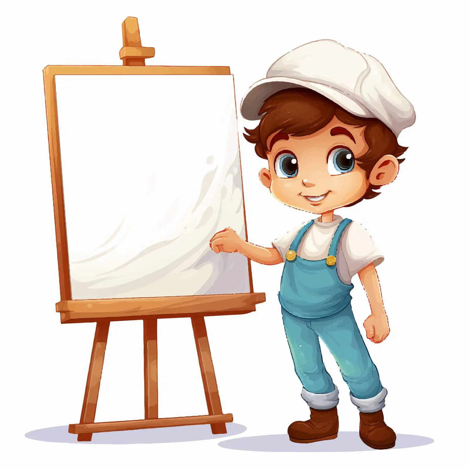 Cute Cartoon Artist with Blank Canvas — free download from Dotvec