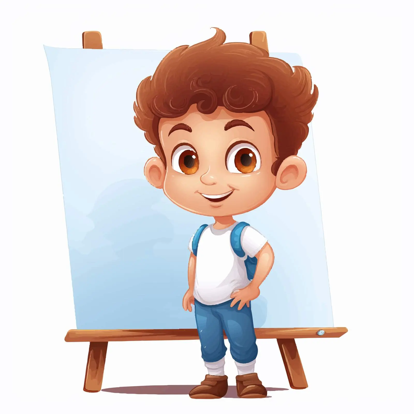 Cartoon Little Artist with Blank Canvas — free download from Dotvec