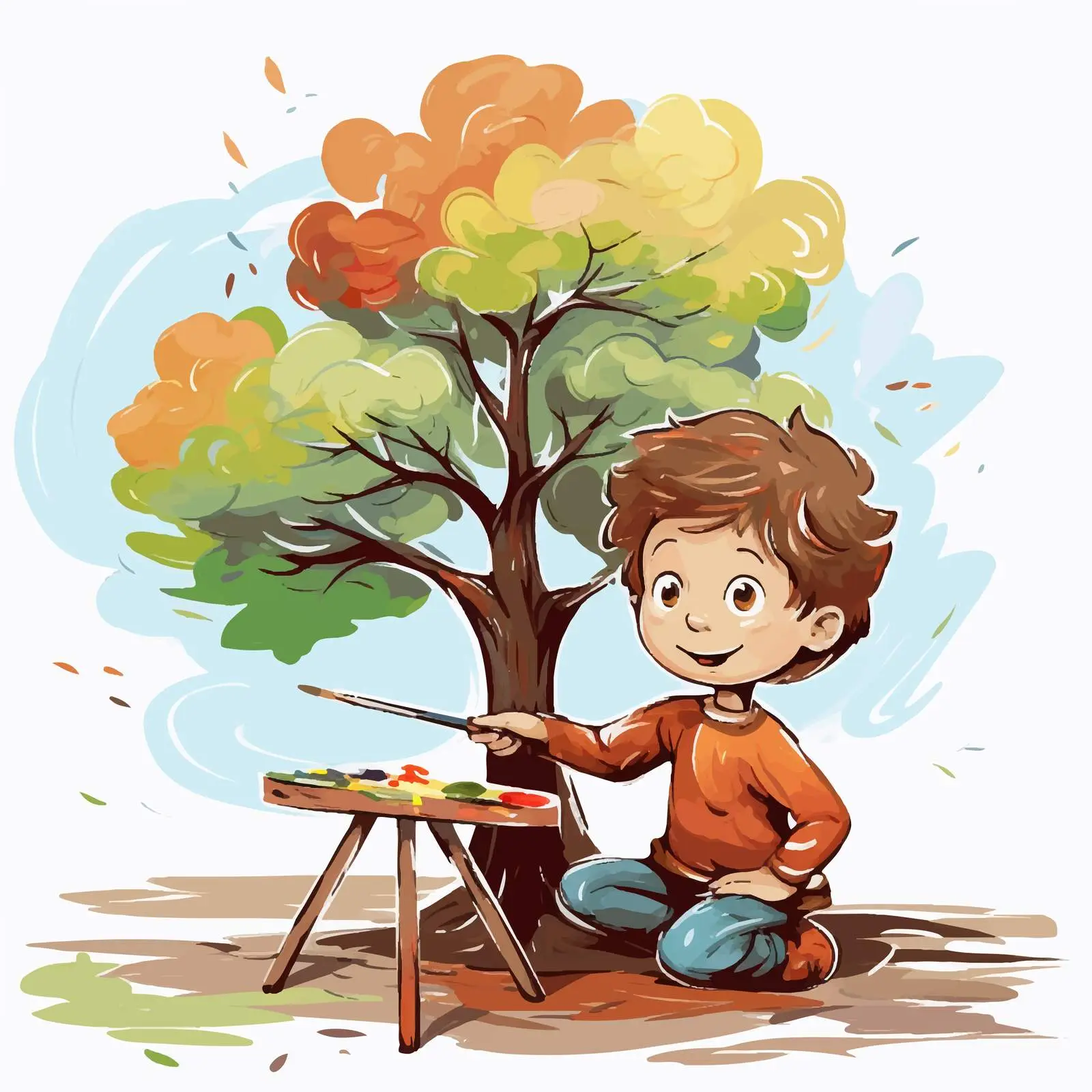 Child Drawing Tree Isolated on White Background – free childhood creativity image from Dotvec