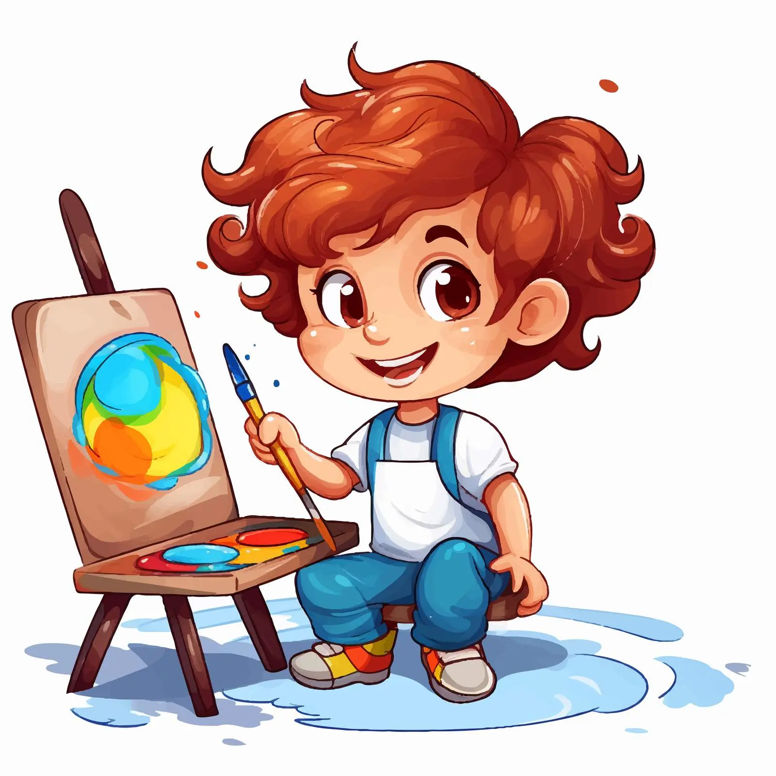 Little Artist Drawing Cartoon Character Illustration — free download from Dotvec