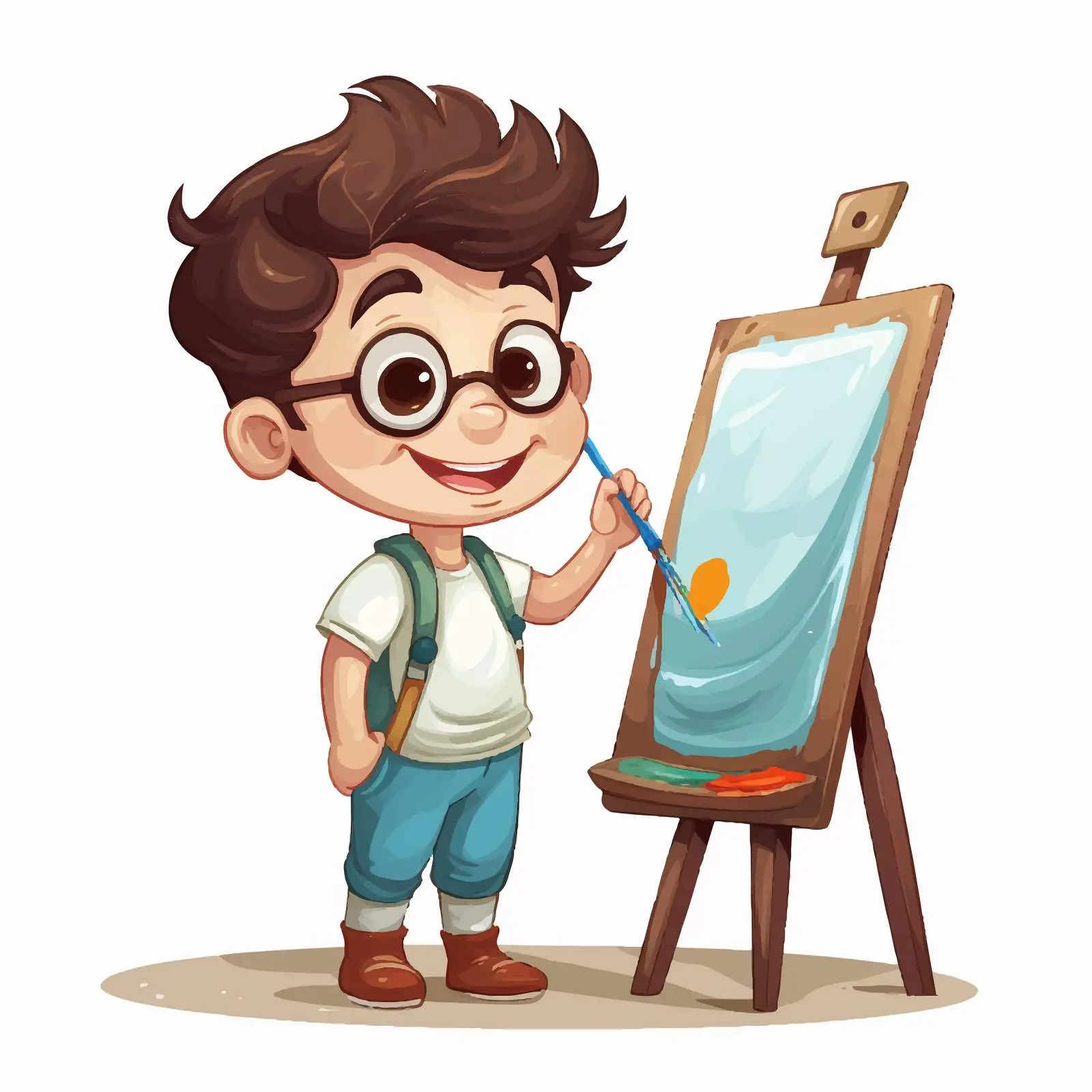 Little Artist Drawing Cartoon Character Illustration – free childhood creativity image from Dotvec