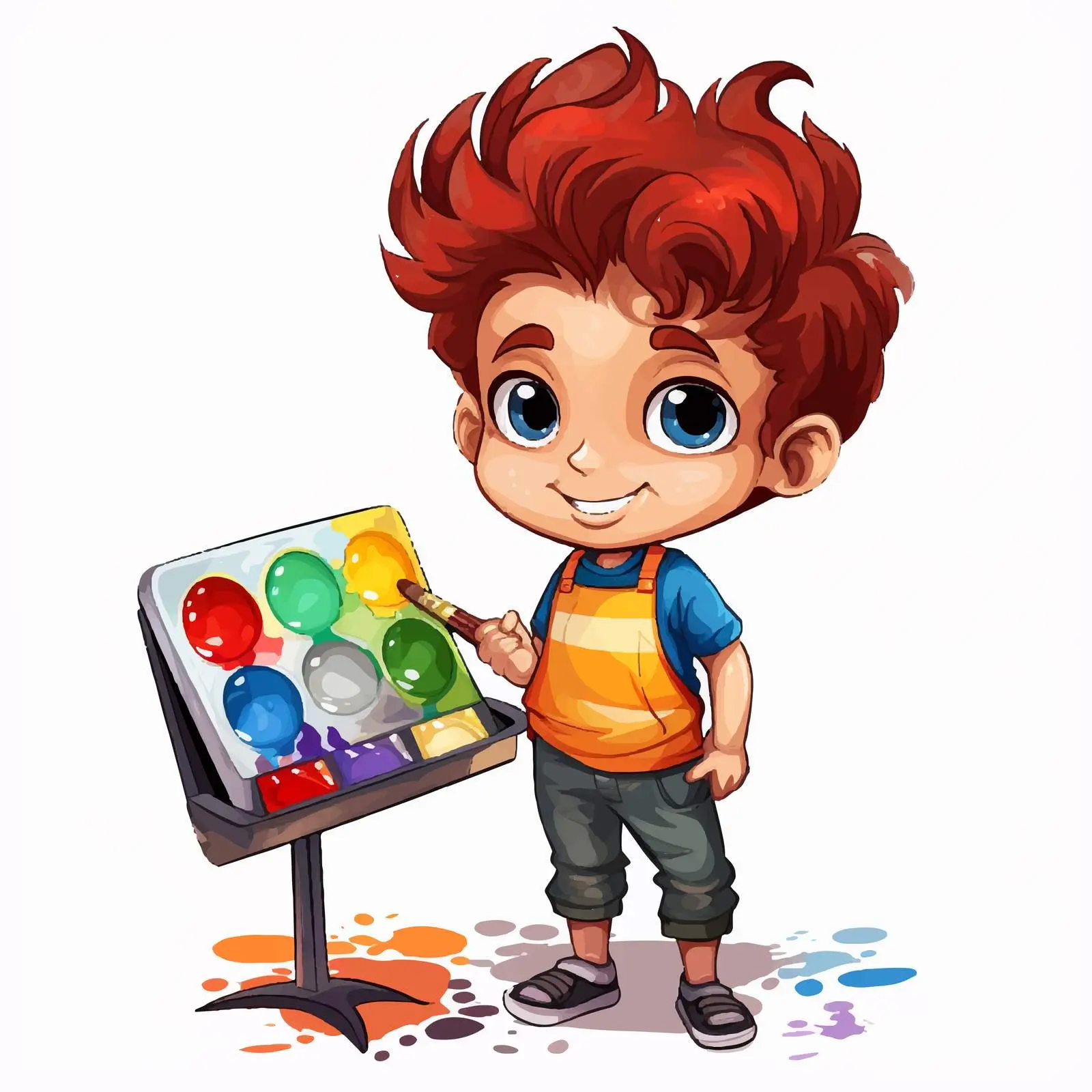 Little Artist Holding Color Palette Cartoon Vector – free childhood creativity image from Dotvec