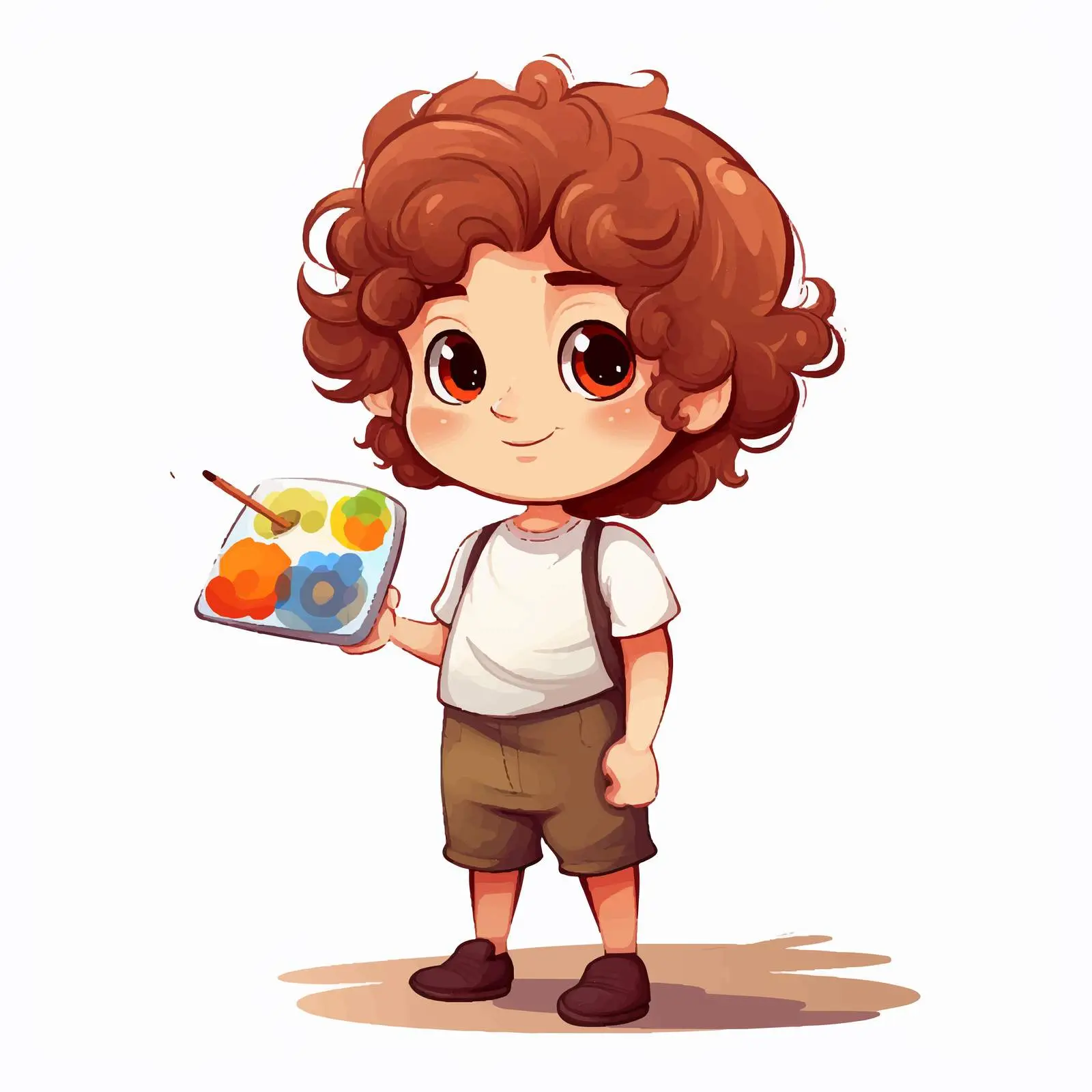 Cartoon Little Artist with Color Palette — free download from Dotvec