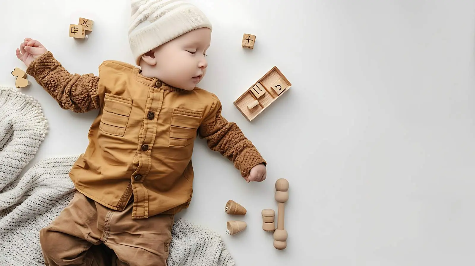 Stylish Baby Playing with Wooden Toys – free laughing image from Dotvec