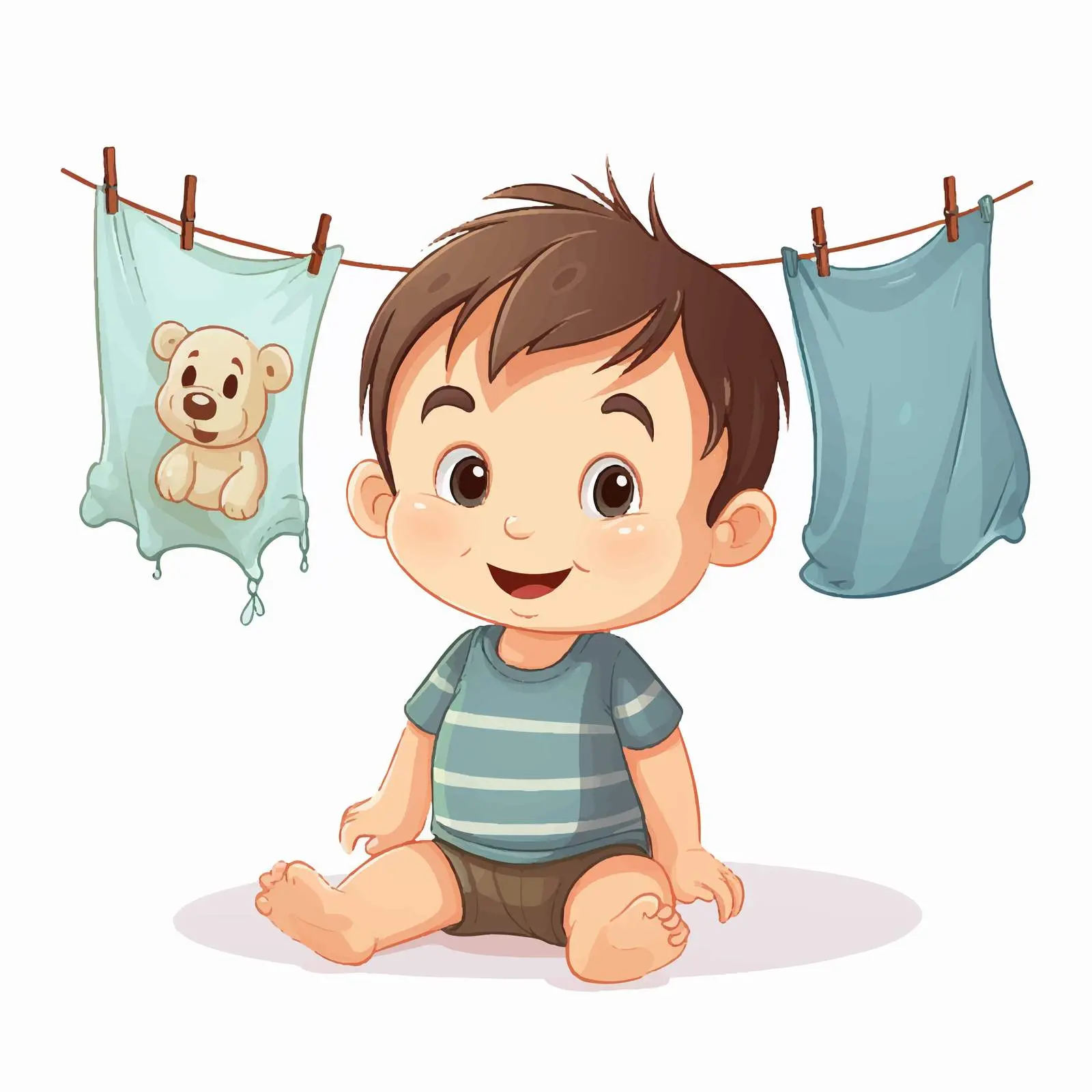 Cartoon Vector of Baby Boy with Clothes – free stylized baby image from Dotvec