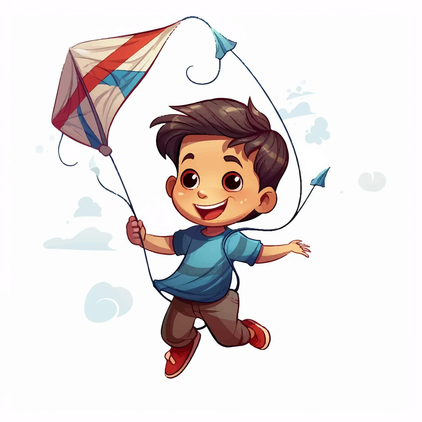 Cartoon Illustration of Boy Flying Kite — free download from Dotvec