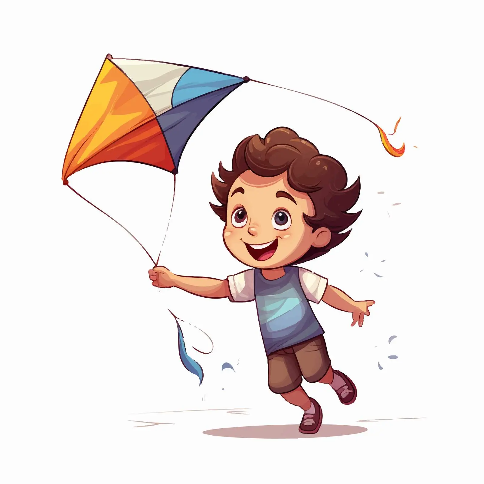 Young Boy Flying a Kite Vector Illustration — free download from Dotvec