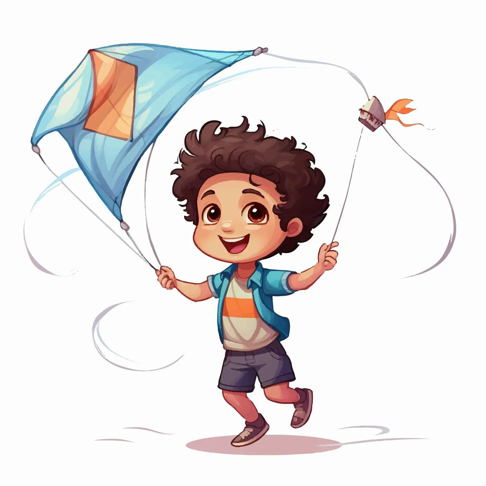 Cartoon Boy Flying Kite Vector Illustration — free download from Dotvec