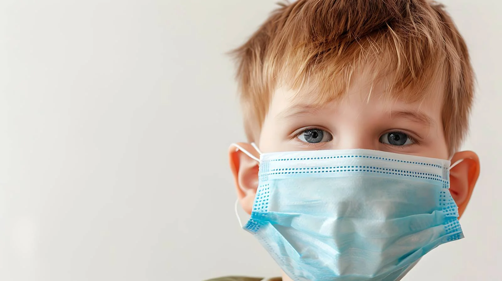 Child with Medical Mask on Bright Background — free download from Dotvec