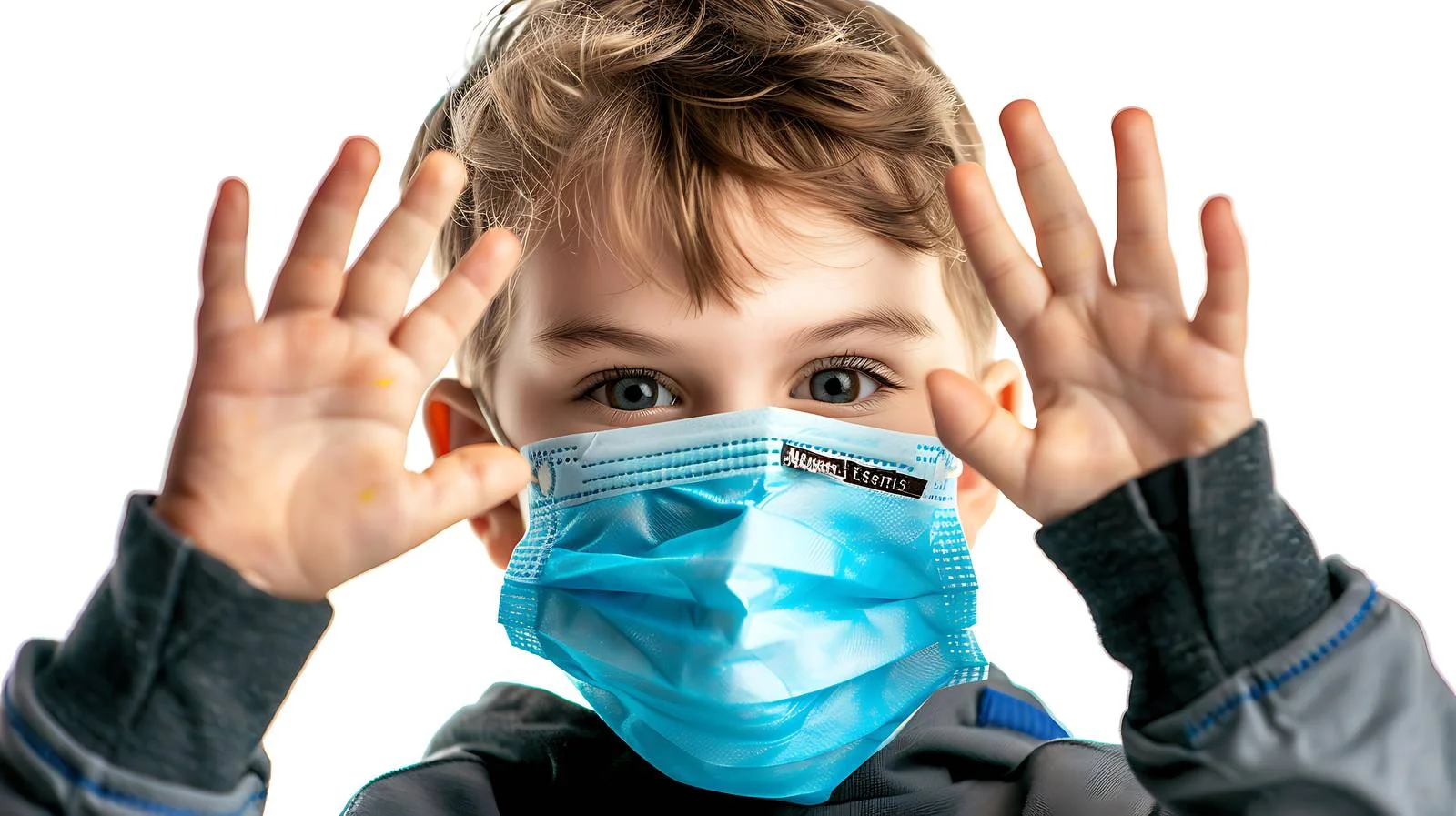 Child in Medical Mask on Bright Background — free download from Dotvec