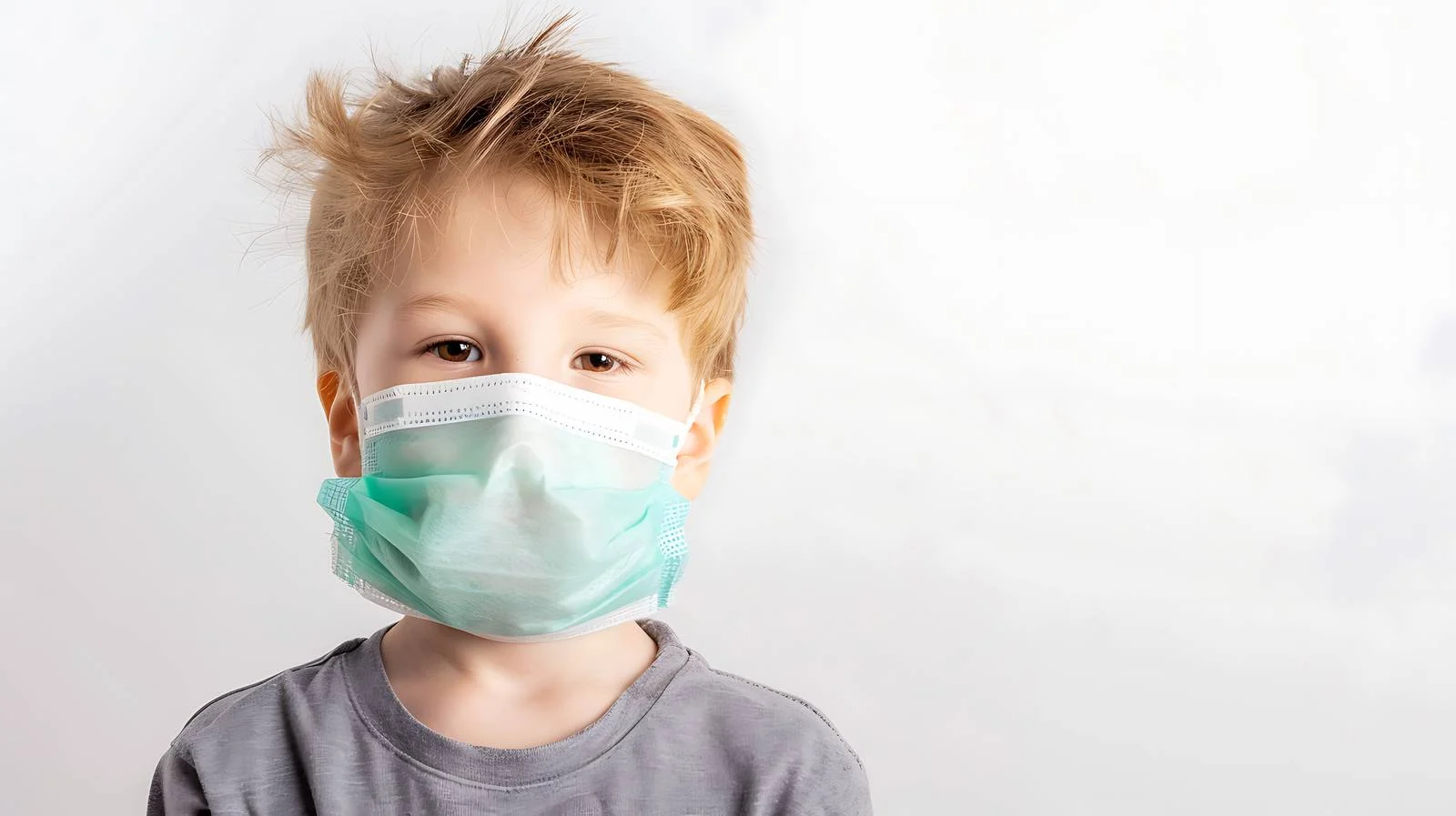 Child in Medical Mask on Bright Background — free download from Dotvec