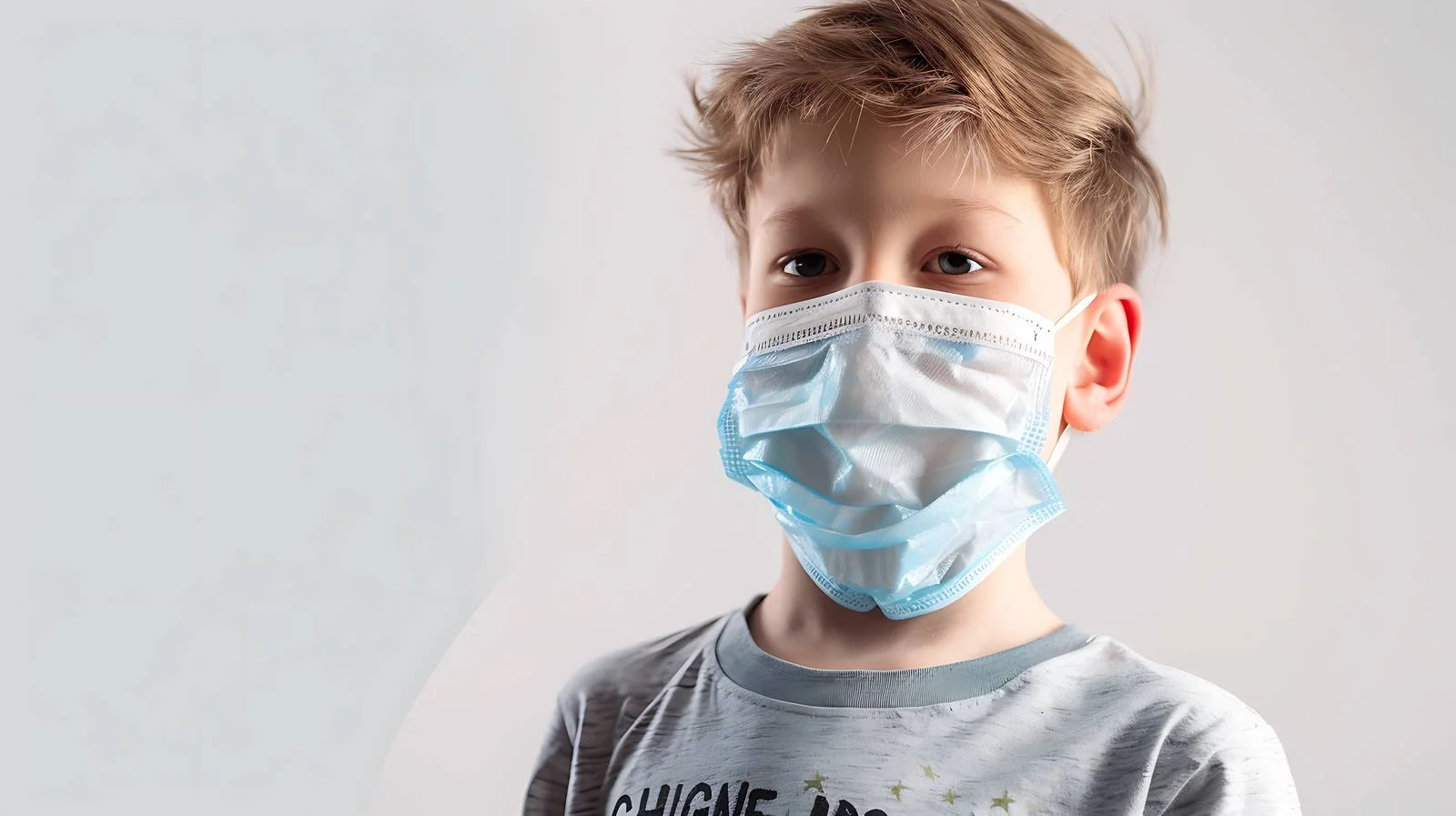 Young Child Medical Mask Bright Background — free download from Dotvec