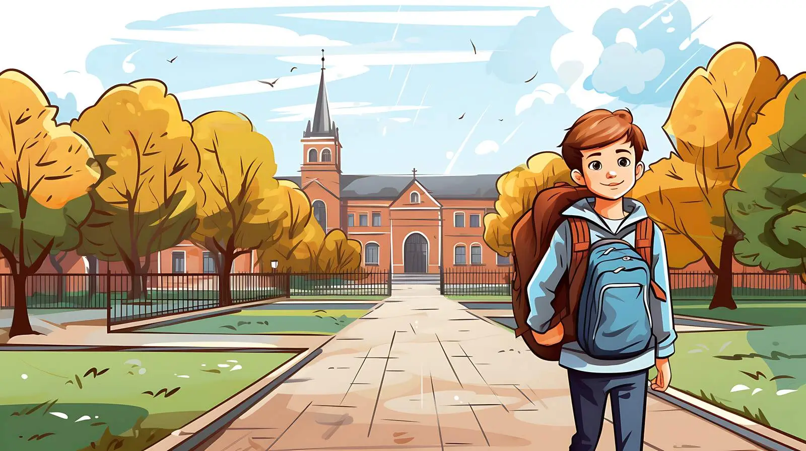 Schoolboy at School Entrance — free download from Dotvec