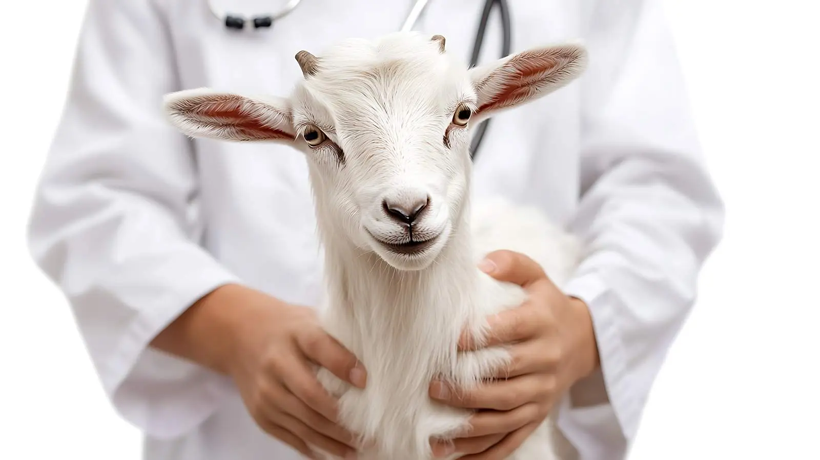 Cute White Goat at Vet Examination – free animal treatment image from Dotvec