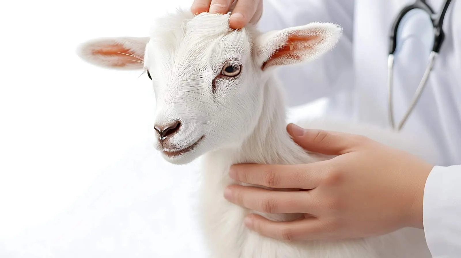Cute White Goat Examined at the Vet — free download from Dotvec