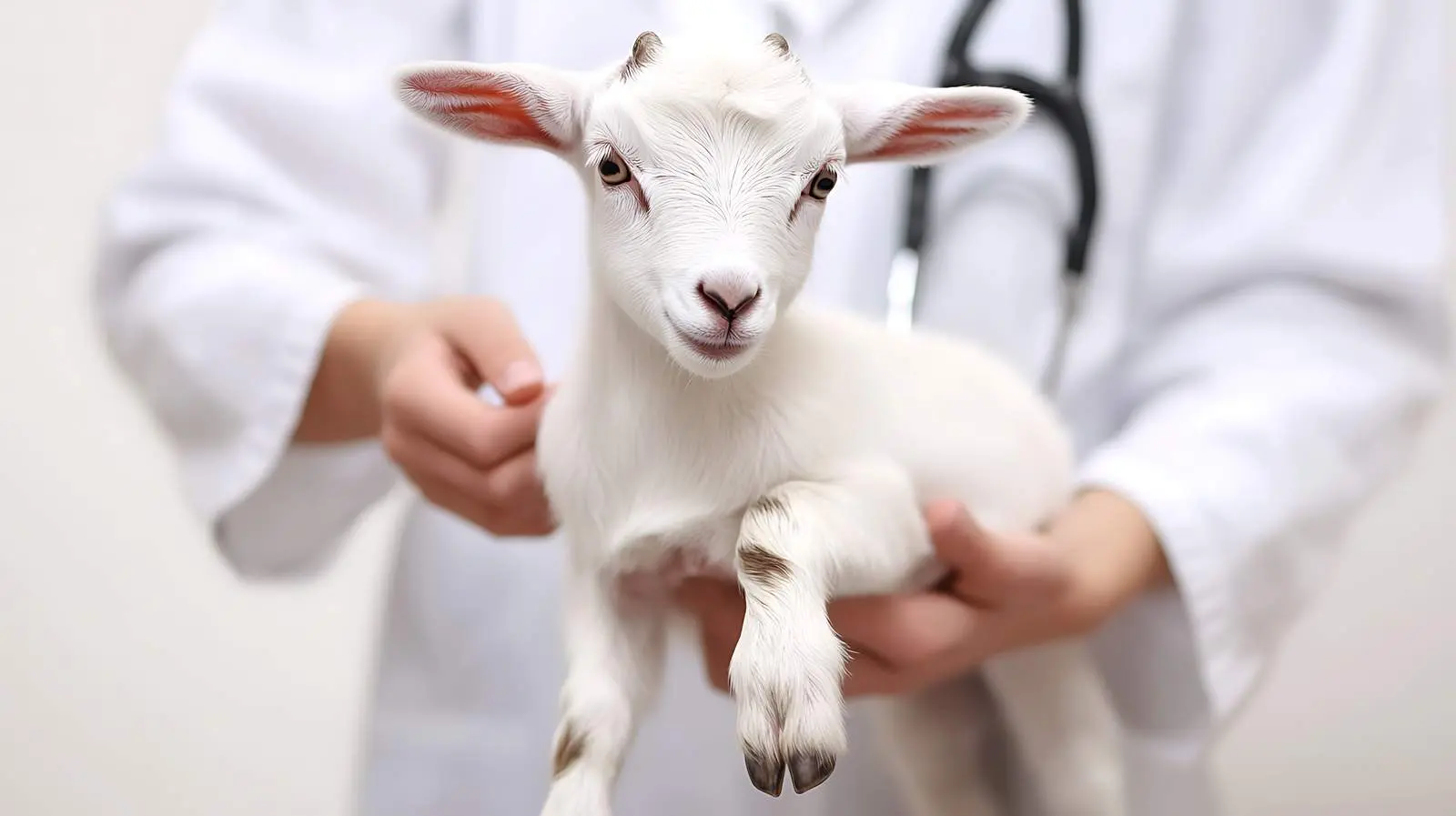 Cute White Goat at Vet Examination – free animal treatment image from Dotvec