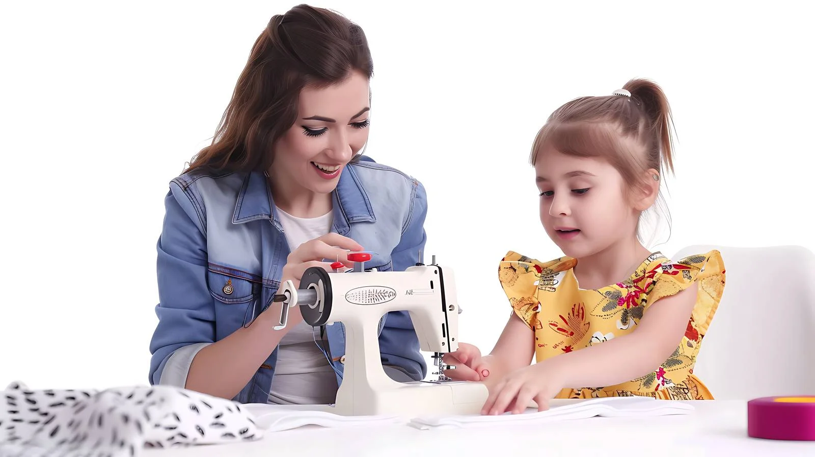 Mother and Daughter Sewing Together — free download from Dotvec