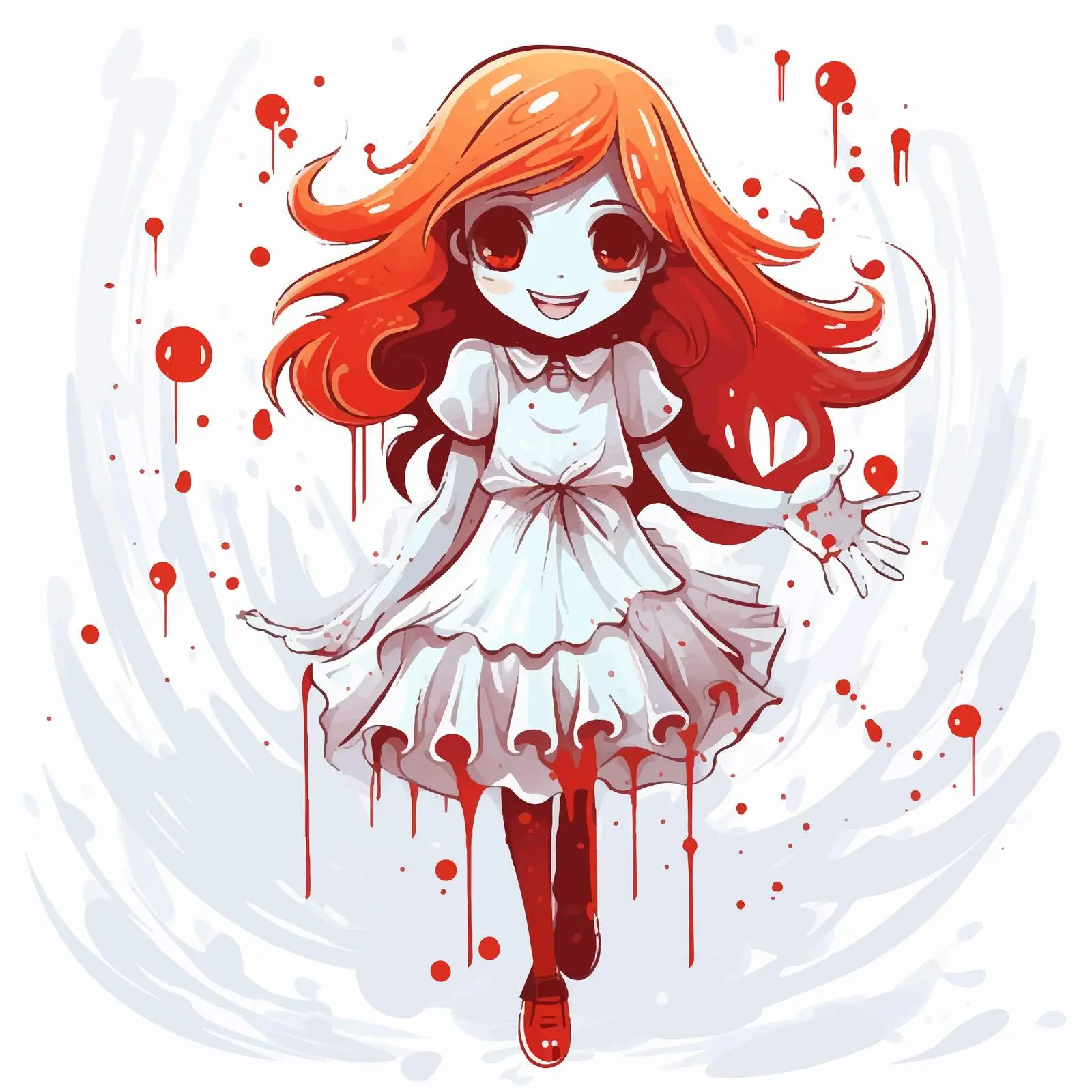 Ghost Girl Illustration with Blood Spatter — free download from Dotvec