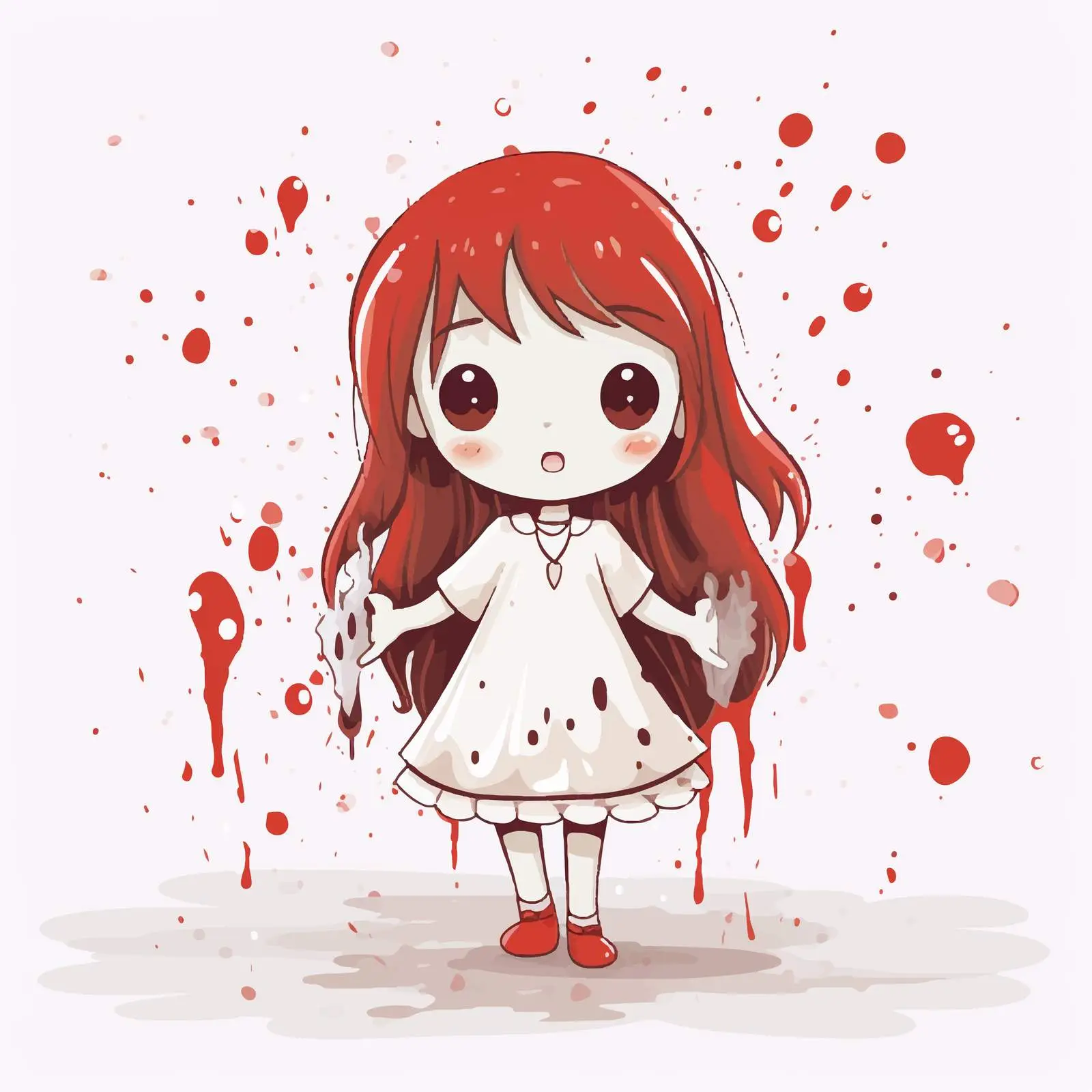 Spooky Ghost Girl Illustration with Blood Spatter — free download from Dotvec