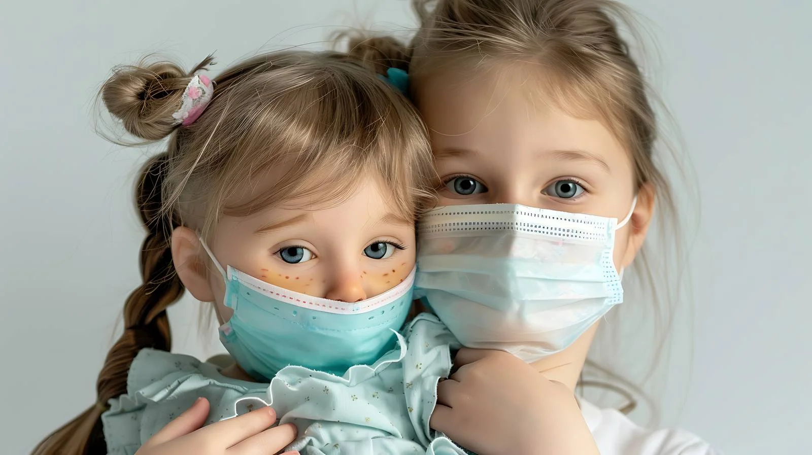 Child and Doll in Face Masks — free download from Dotvec