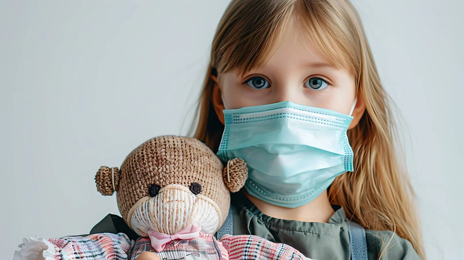 Child and Doll in Face Masks — free download from Dotvec