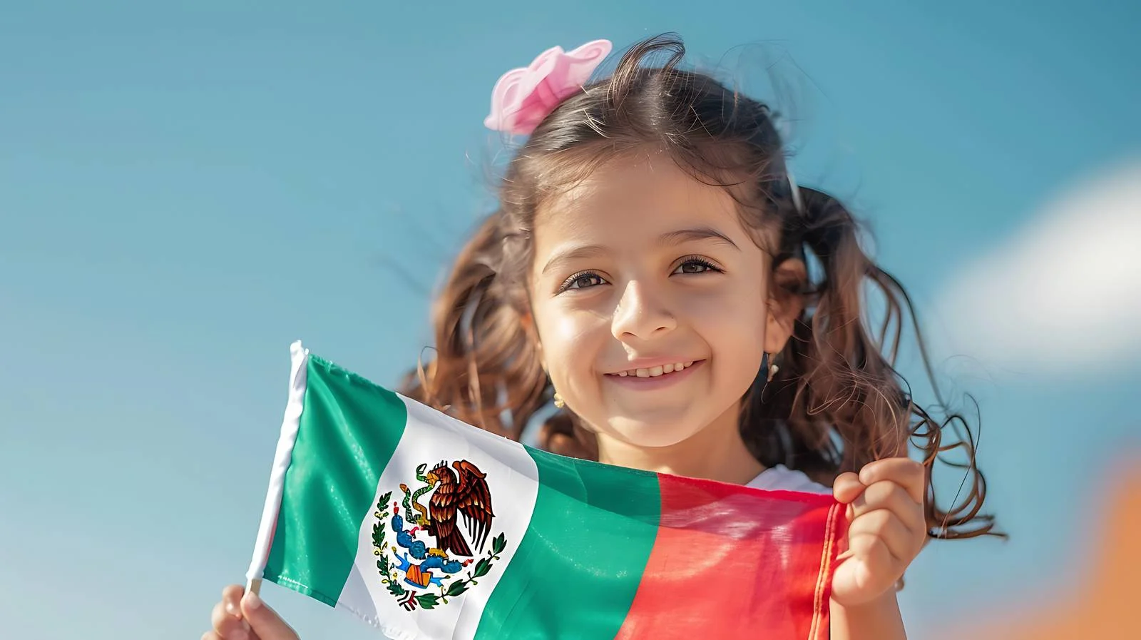 Mexican Flag Girl on Blue Background — free download from Dotvec