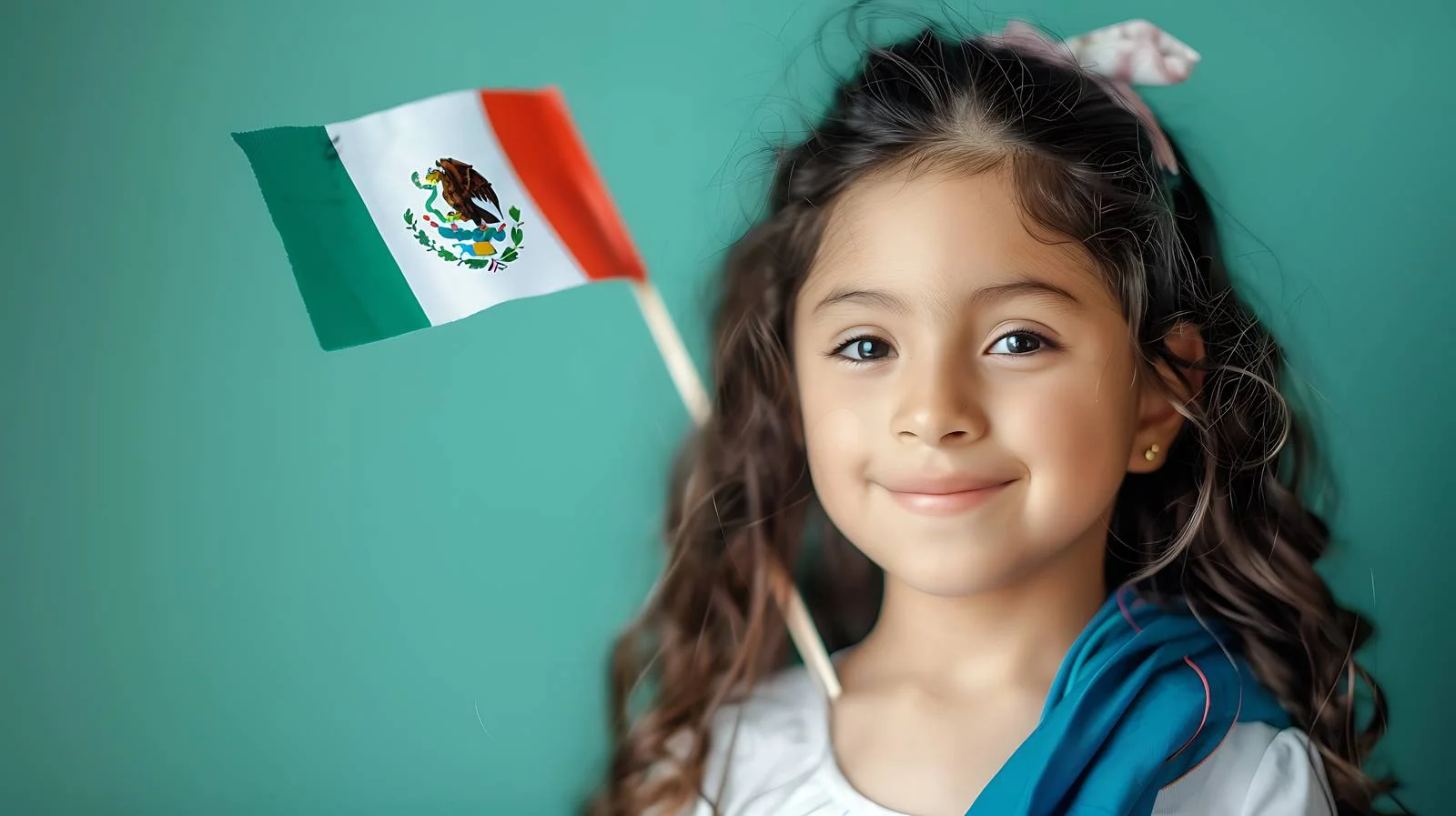 Mexican Flag Girl Portrait on Blue — free download from Dotvec