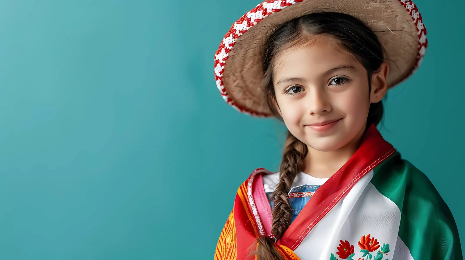 Mexican Flag Girl Blue Background Portrait — free download from Dotvec