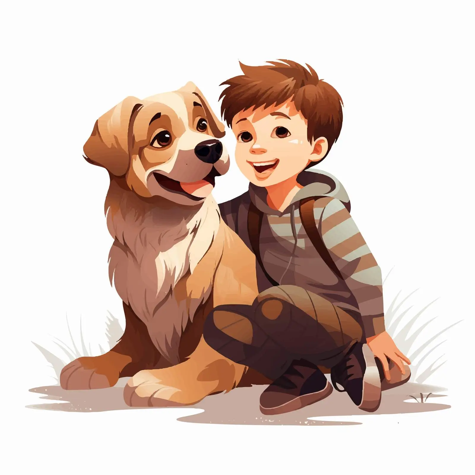 Happy Child with Large Friendly Dog — free download from Dotvec