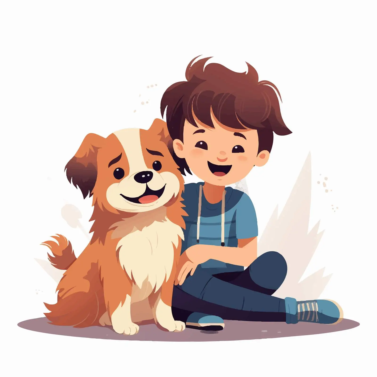 Happy Child Hugging Large Friendly Dog — free download from Dotvec