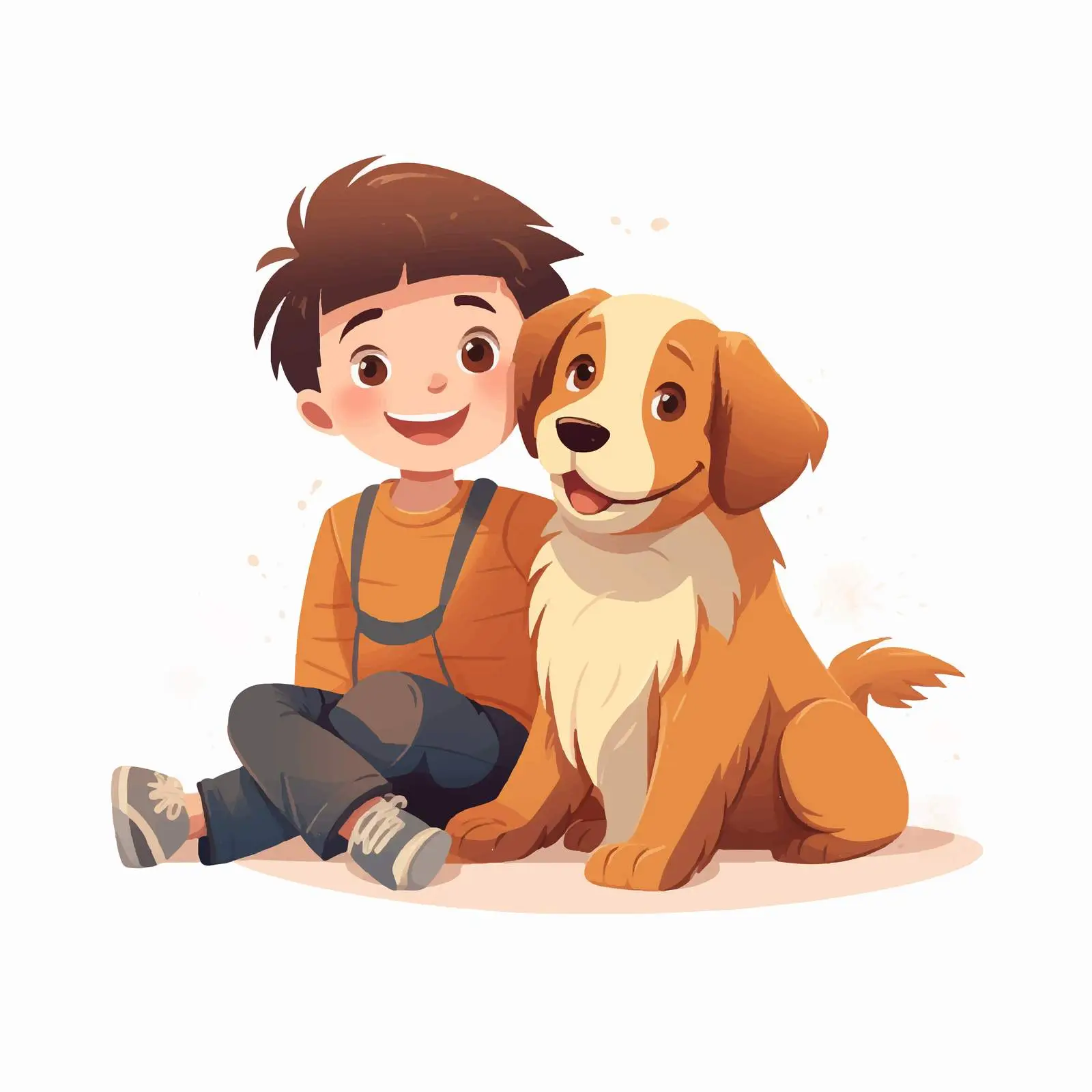 Happy Child Sitting with Friendly Dog — free download from Dotvec