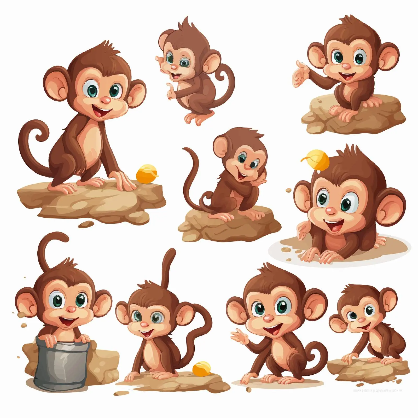 Playful Monkeys Engaging in Various Activities — free download from Dotvec