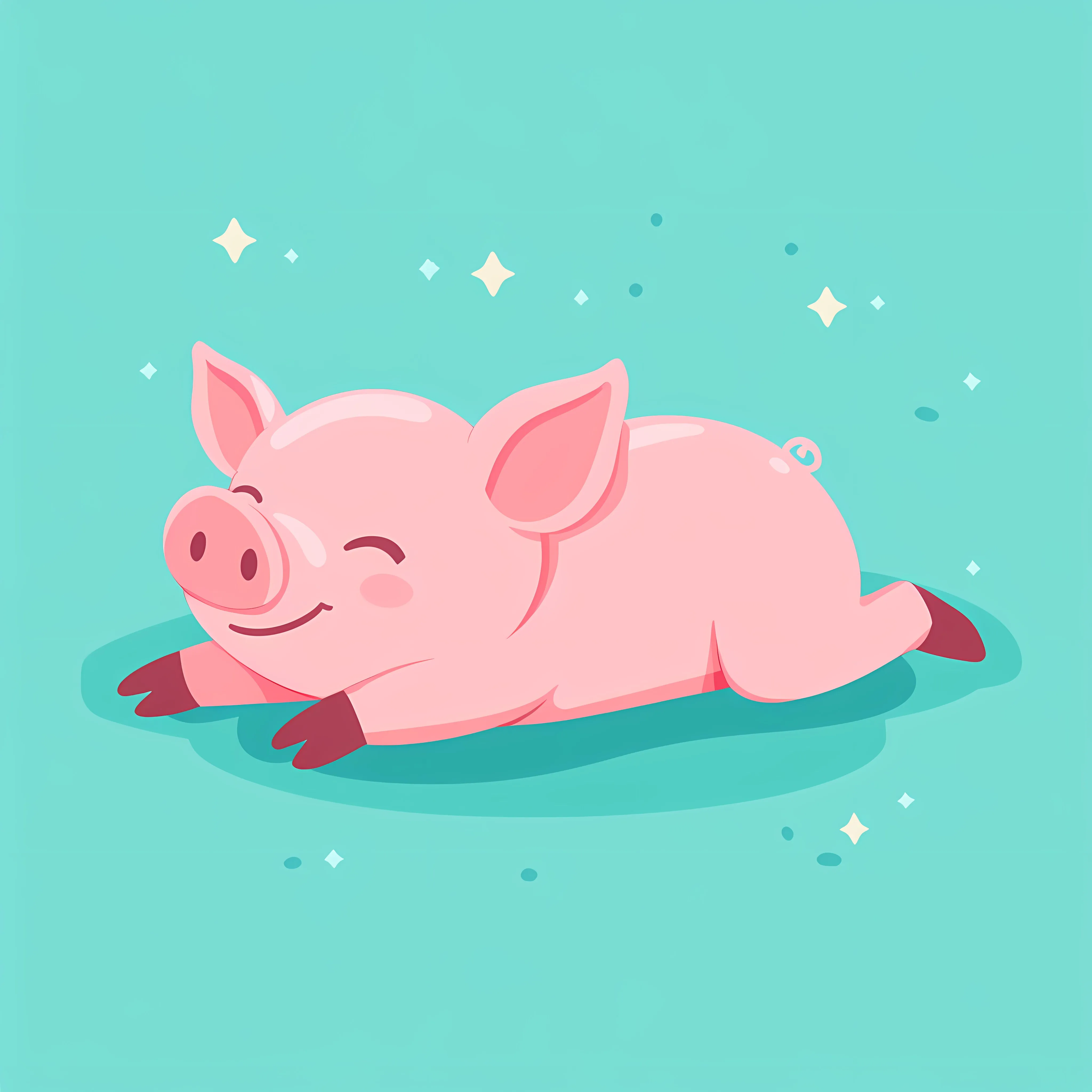 Cute Cartoon Pig Laying Flat Illustration — free download from Dotvec