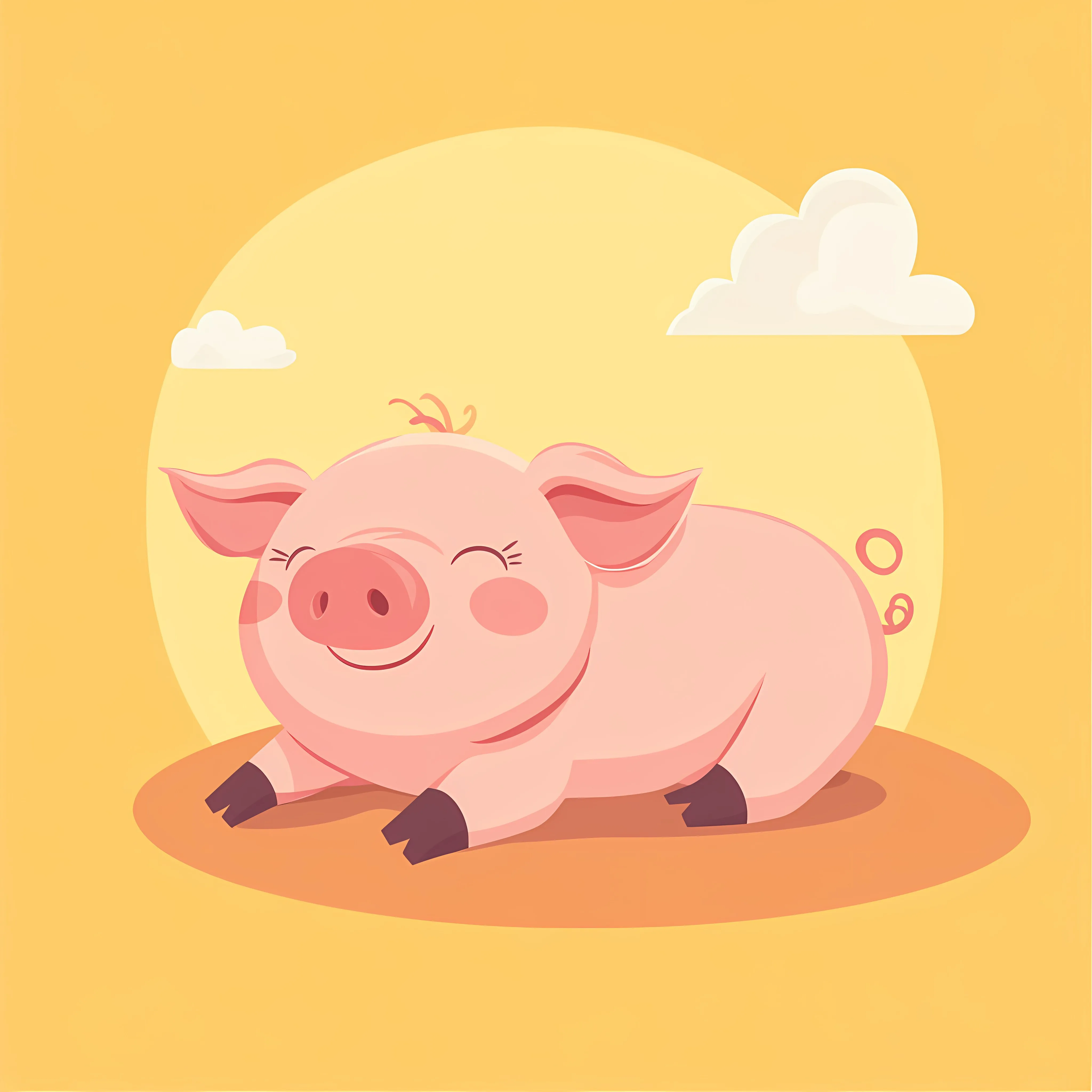 Cute Cartoon Illustration of a Laying Pig — free download from Dotvec