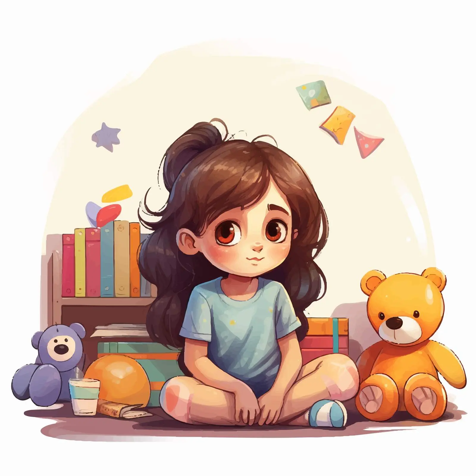 Sad Girl Sitting on Floor in Room — free download from Dotvec