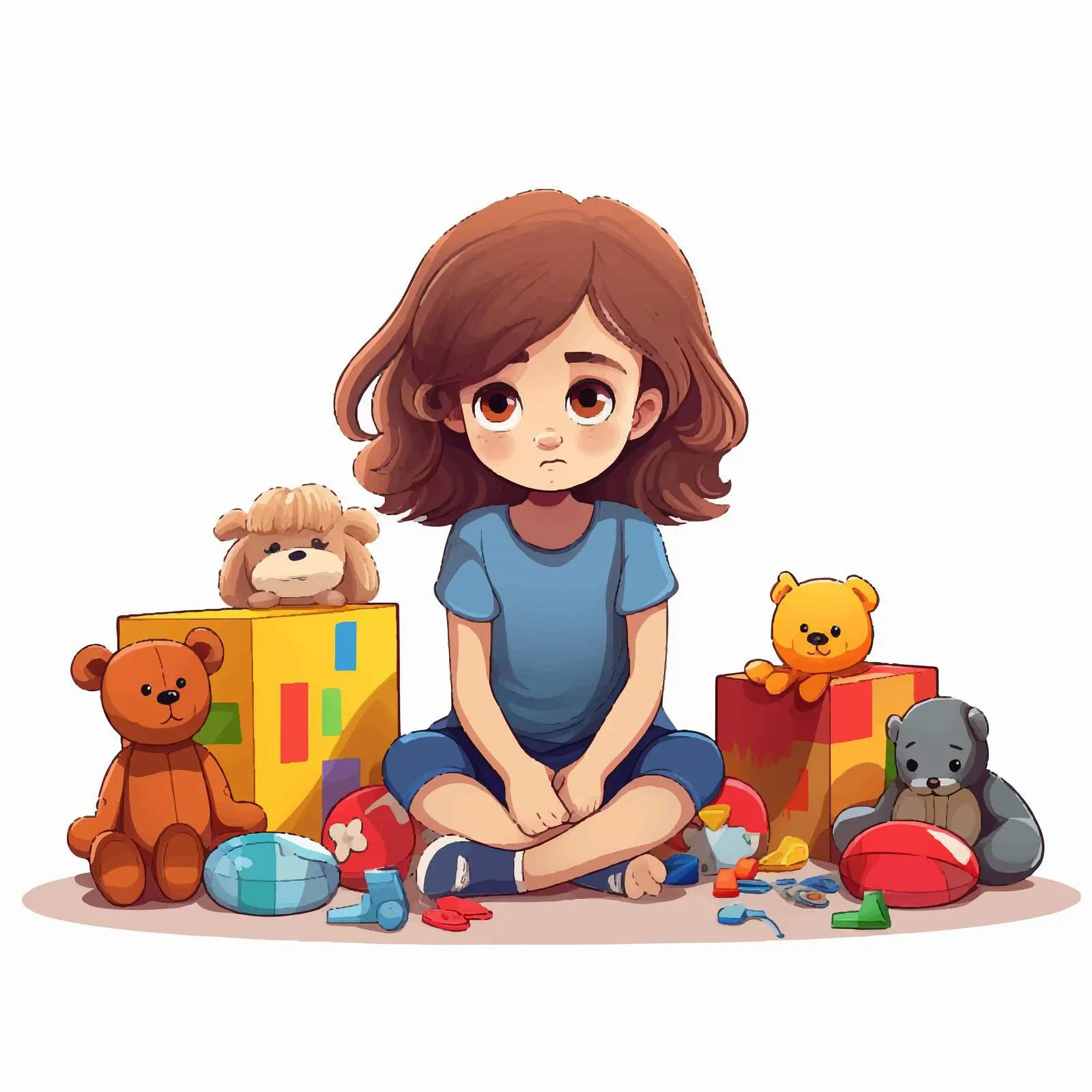 Sad Girl Sitting on Floor in Room — free download from Dotvec