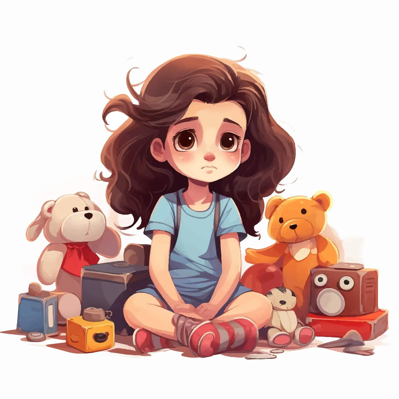 Sad Girl Sitting on Floor in Room — free download from Dotvec