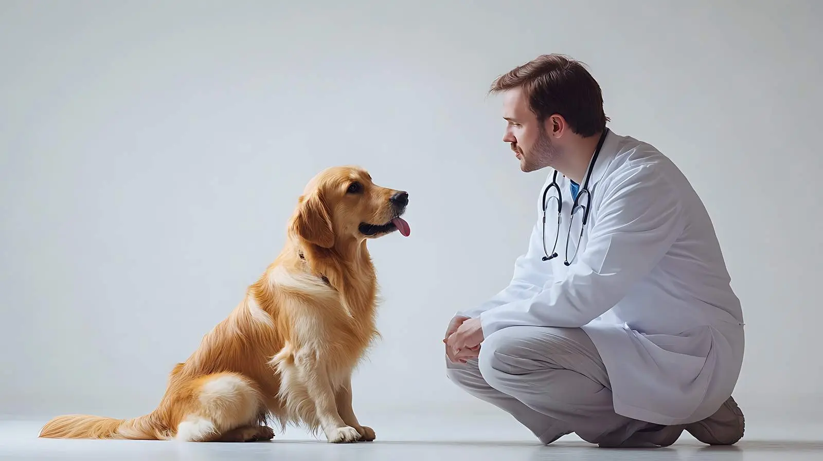 Veterinarian Examines Dog Isolated on White Background — free download from Dotvec